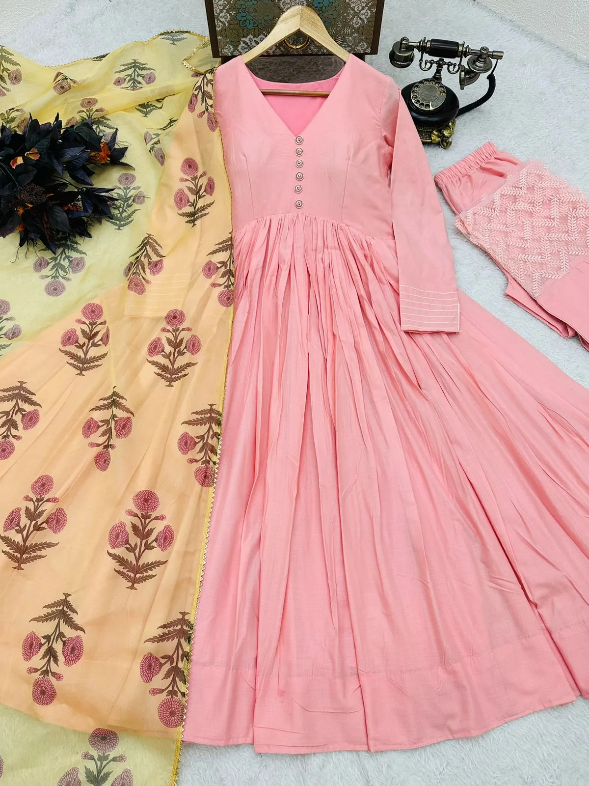 Peach Color Wonderful Gown With Palazzo