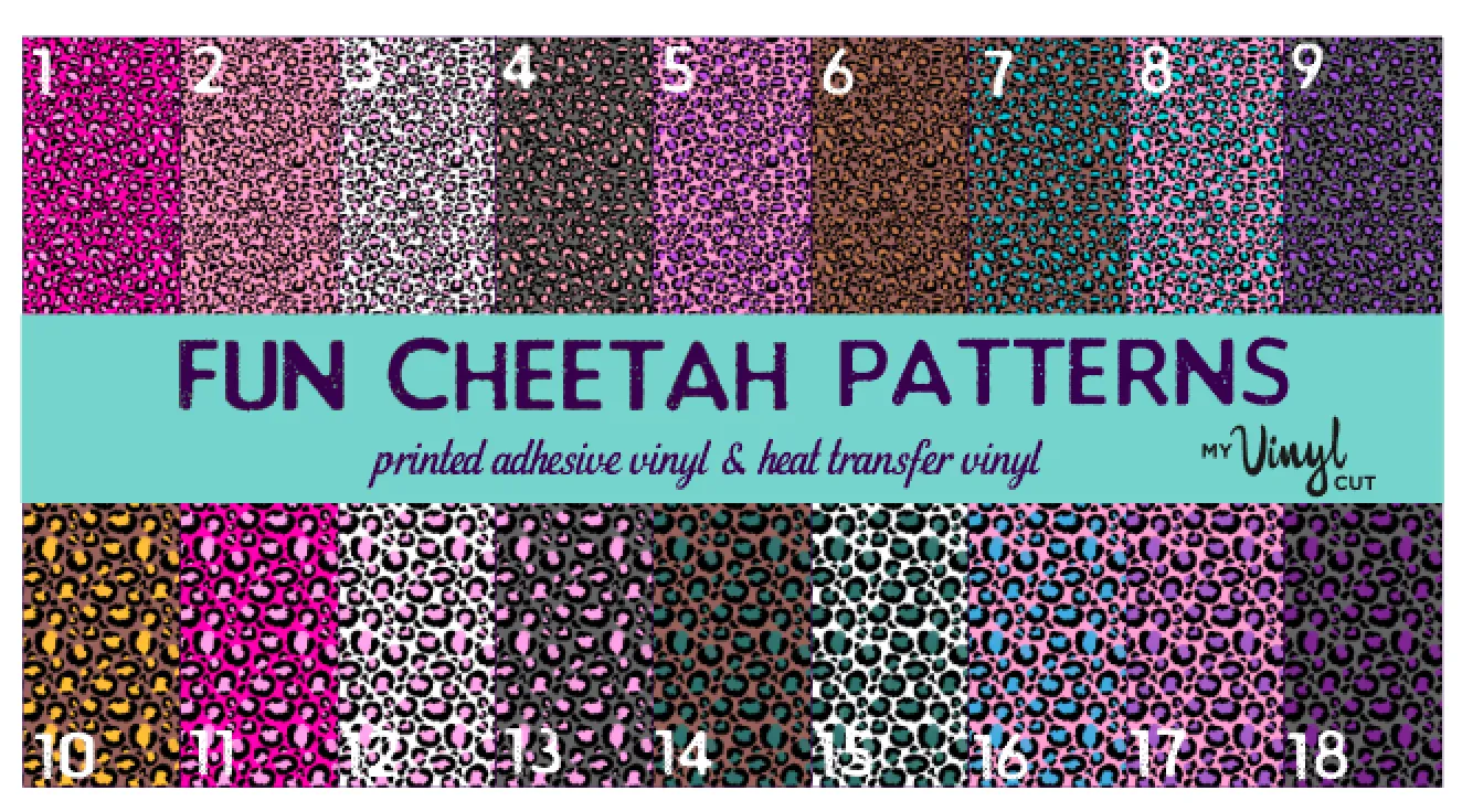 Printed Adhesive Vinyl FUN CHEETAH Pattern Vinyl 12 x 12 inch sheets