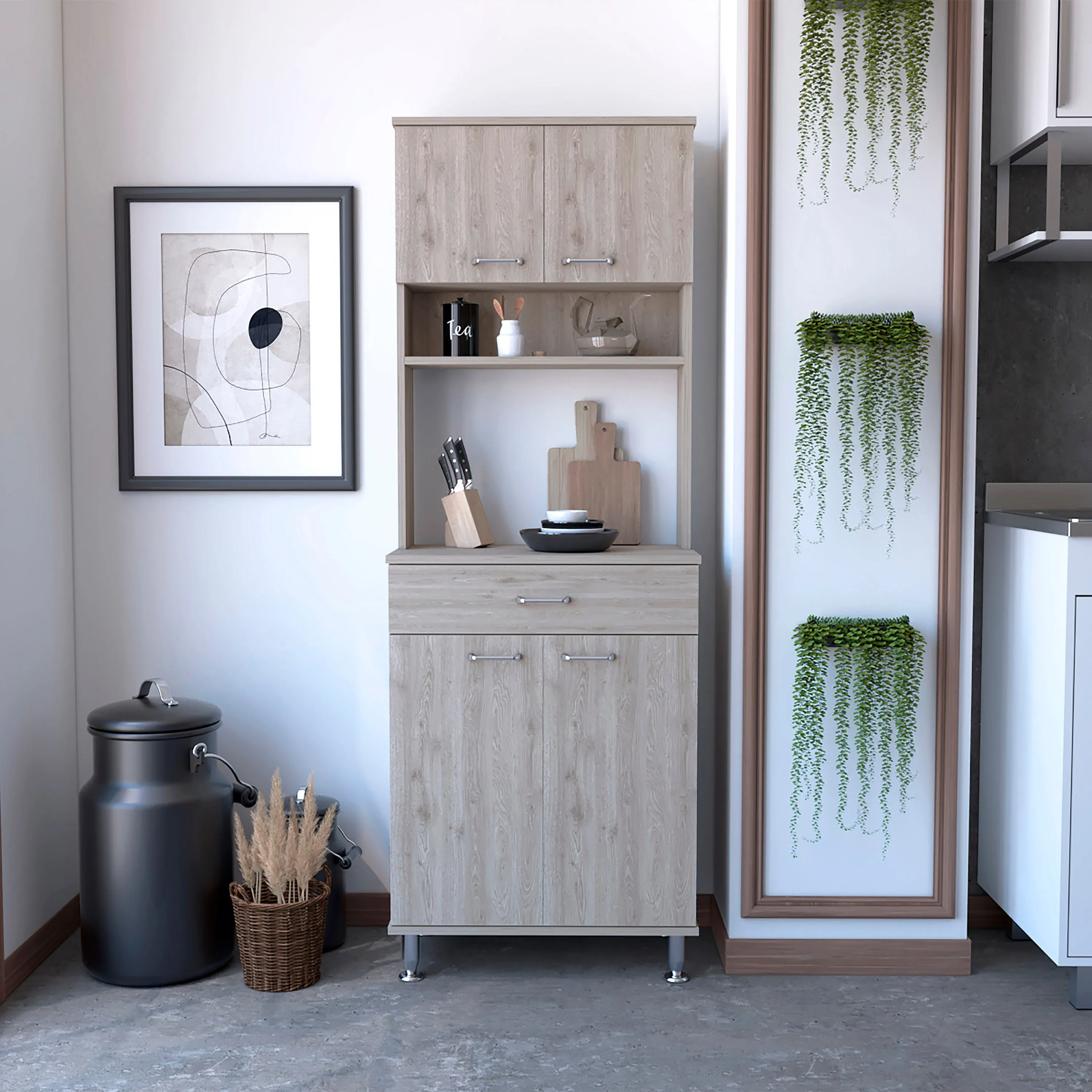 Pure Kitchen Pantry with Countertop - Light Gray