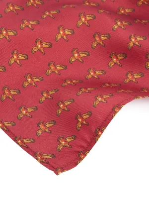 Pure Silk Flying Grouse Handkerchief - Red