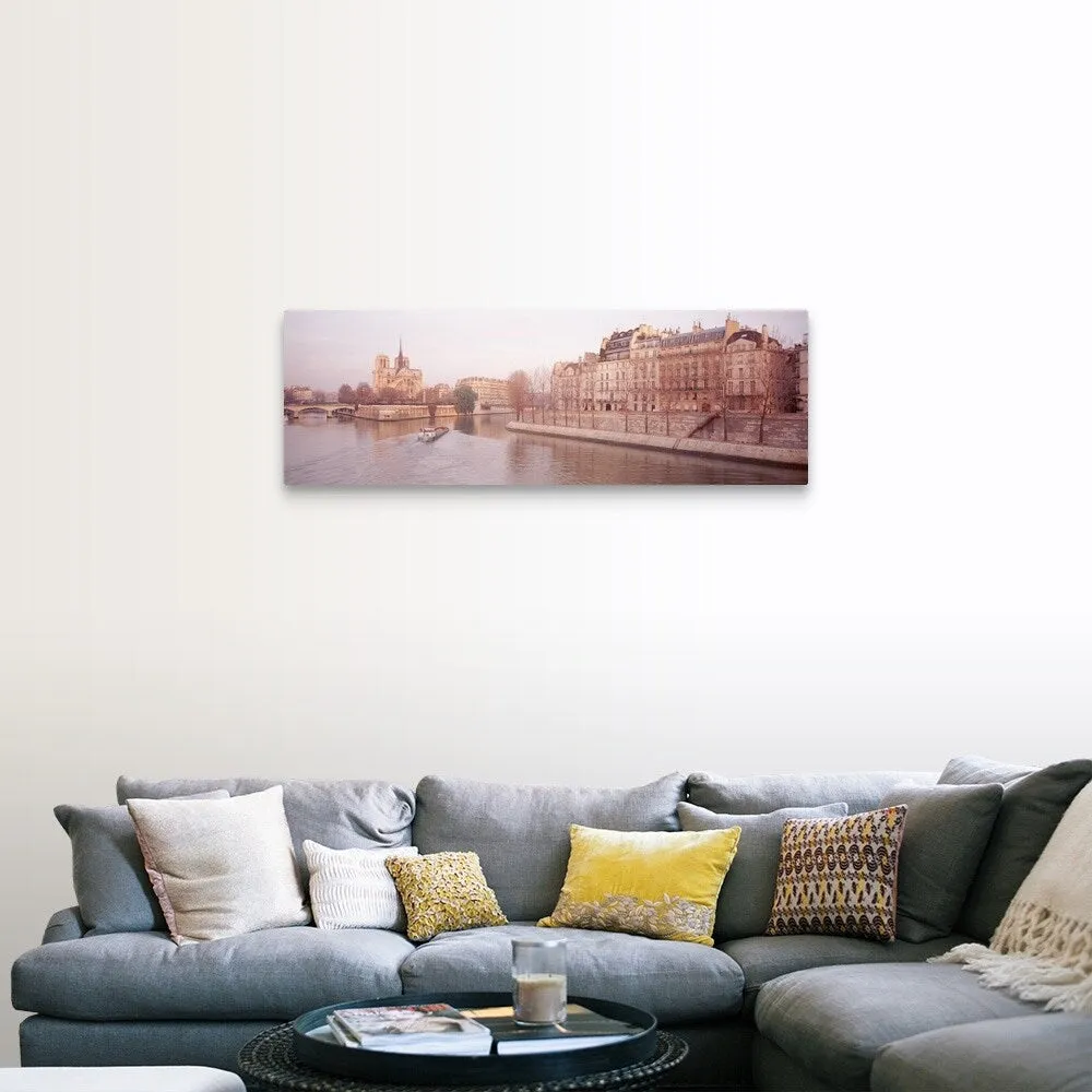 "Buildings near Seine river, Notre Dame, Paris, France" Canvas Wall Art