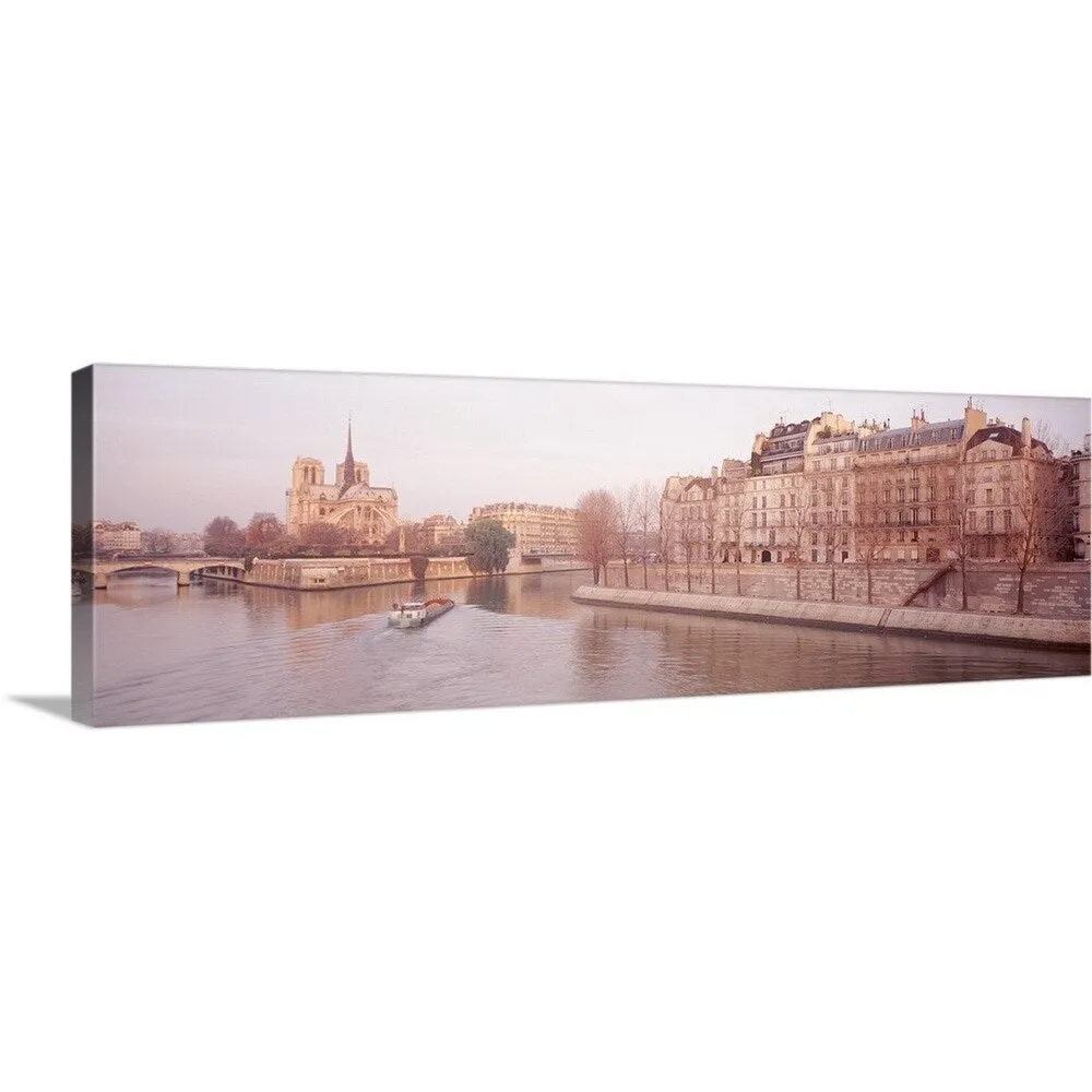 "Buildings near Seine river, Notre Dame, Paris, France" Canvas Wall Art