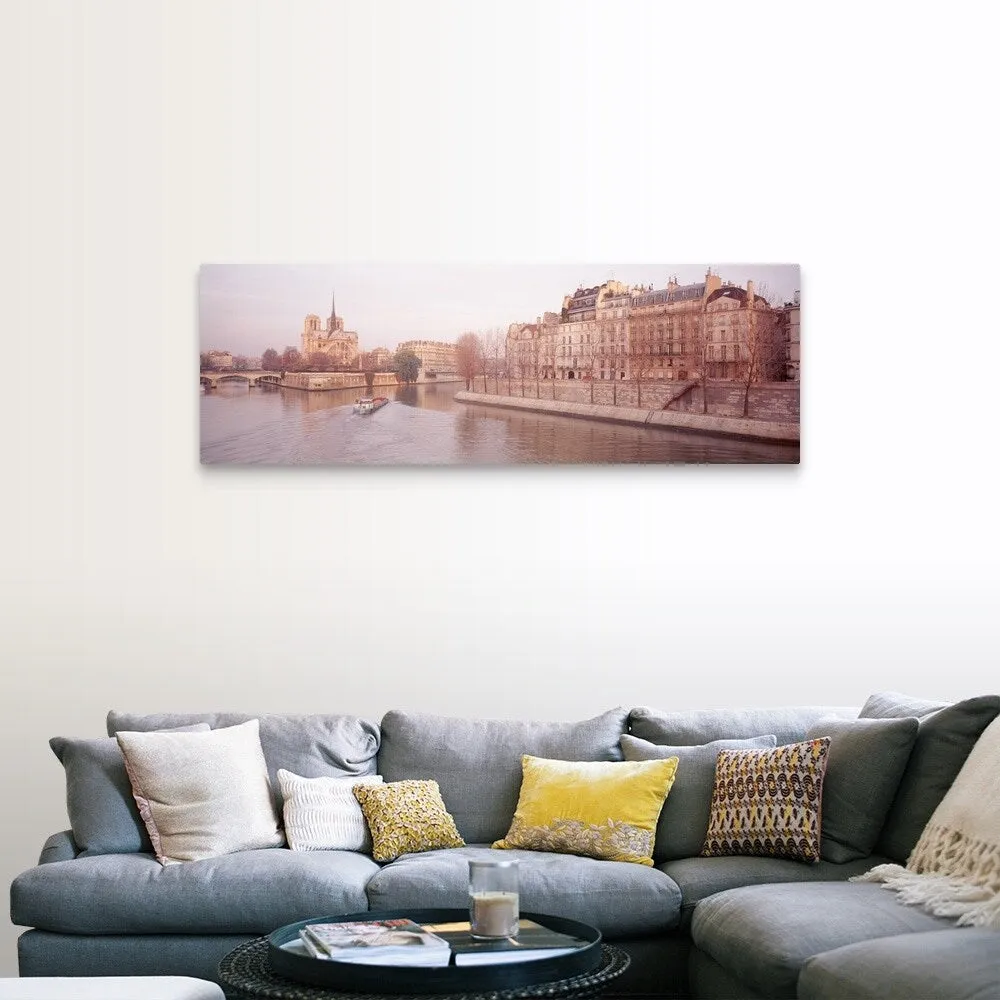 "Buildings near Seine river, Notre Dame, Paris, France" Canvas Wall Art