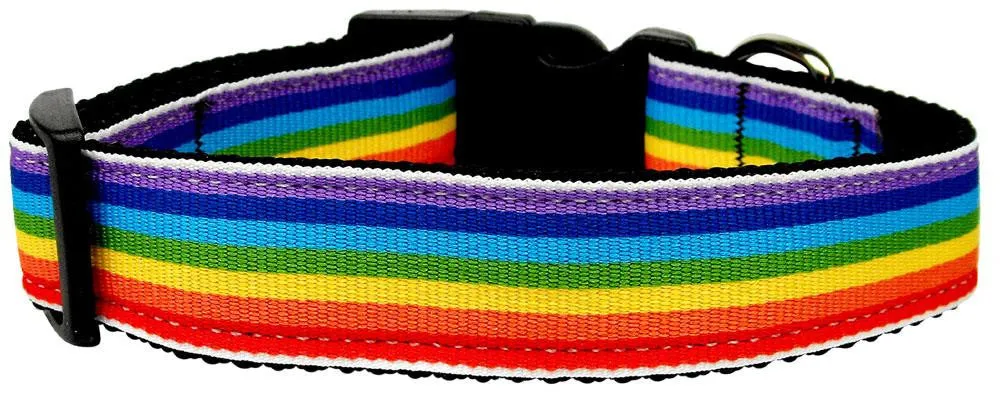 Rainbow Striped Nylon Collars Rainbow Stripes Medium