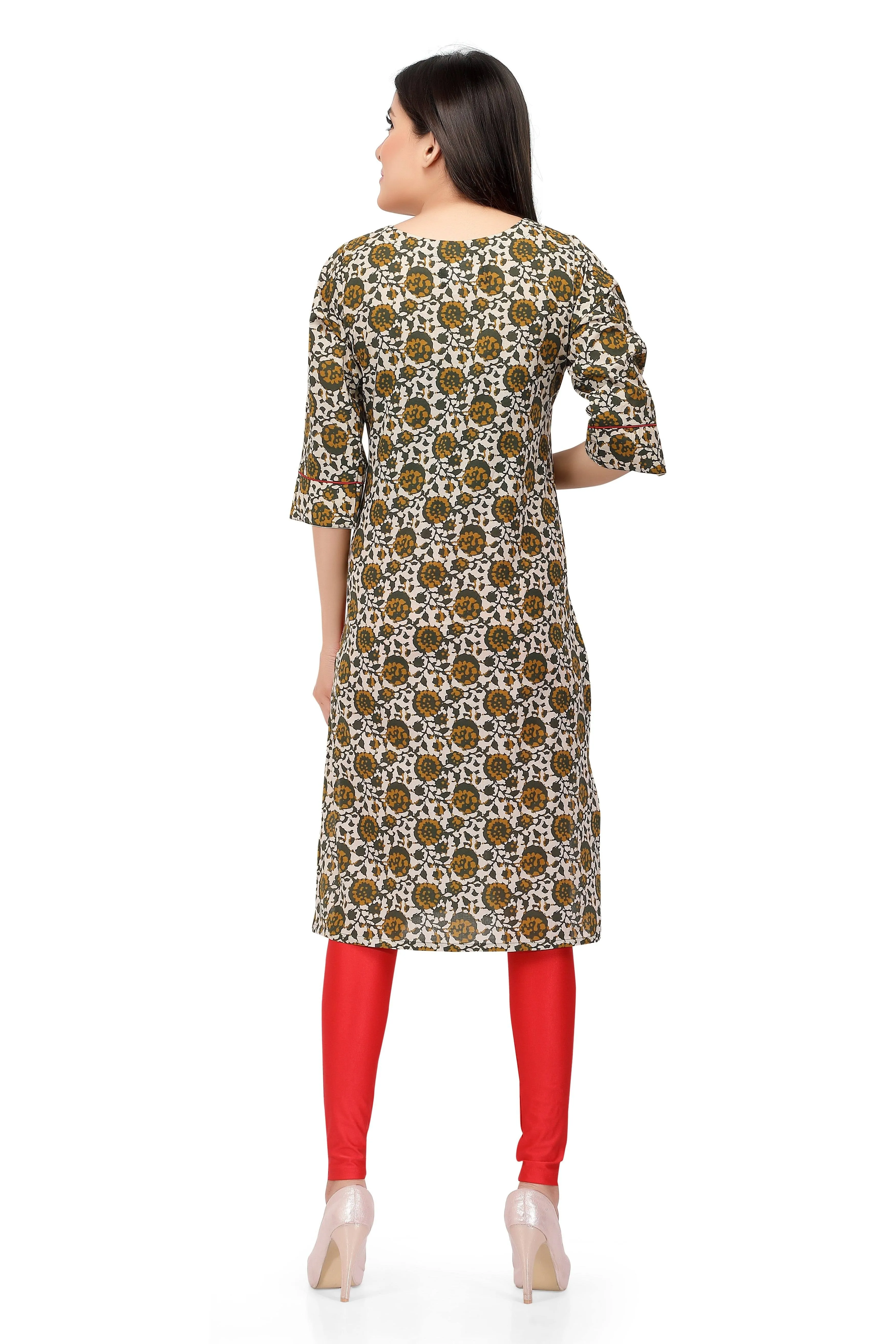 Readymade Green Printed Cotton Kurti