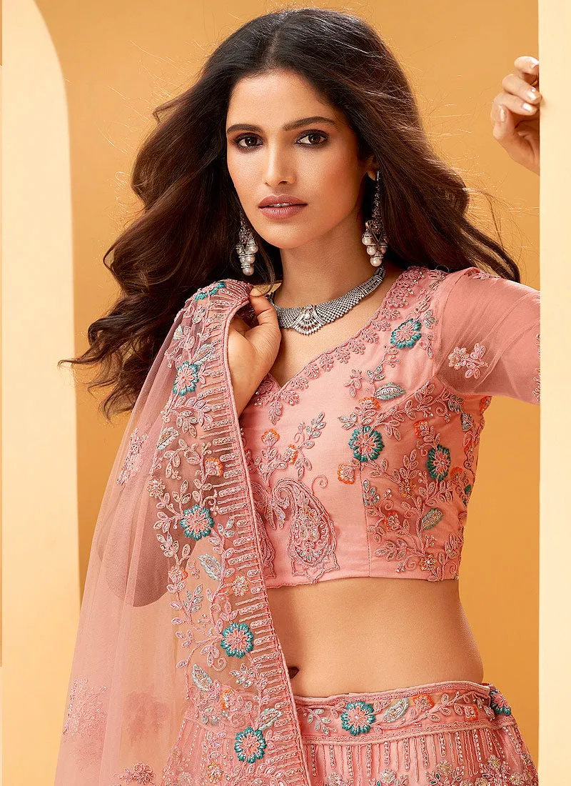 Rose Pink Sequence Embroidered Lehenga Choli