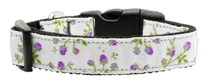 Roses Nylon Ribbon Collar Purple Medium