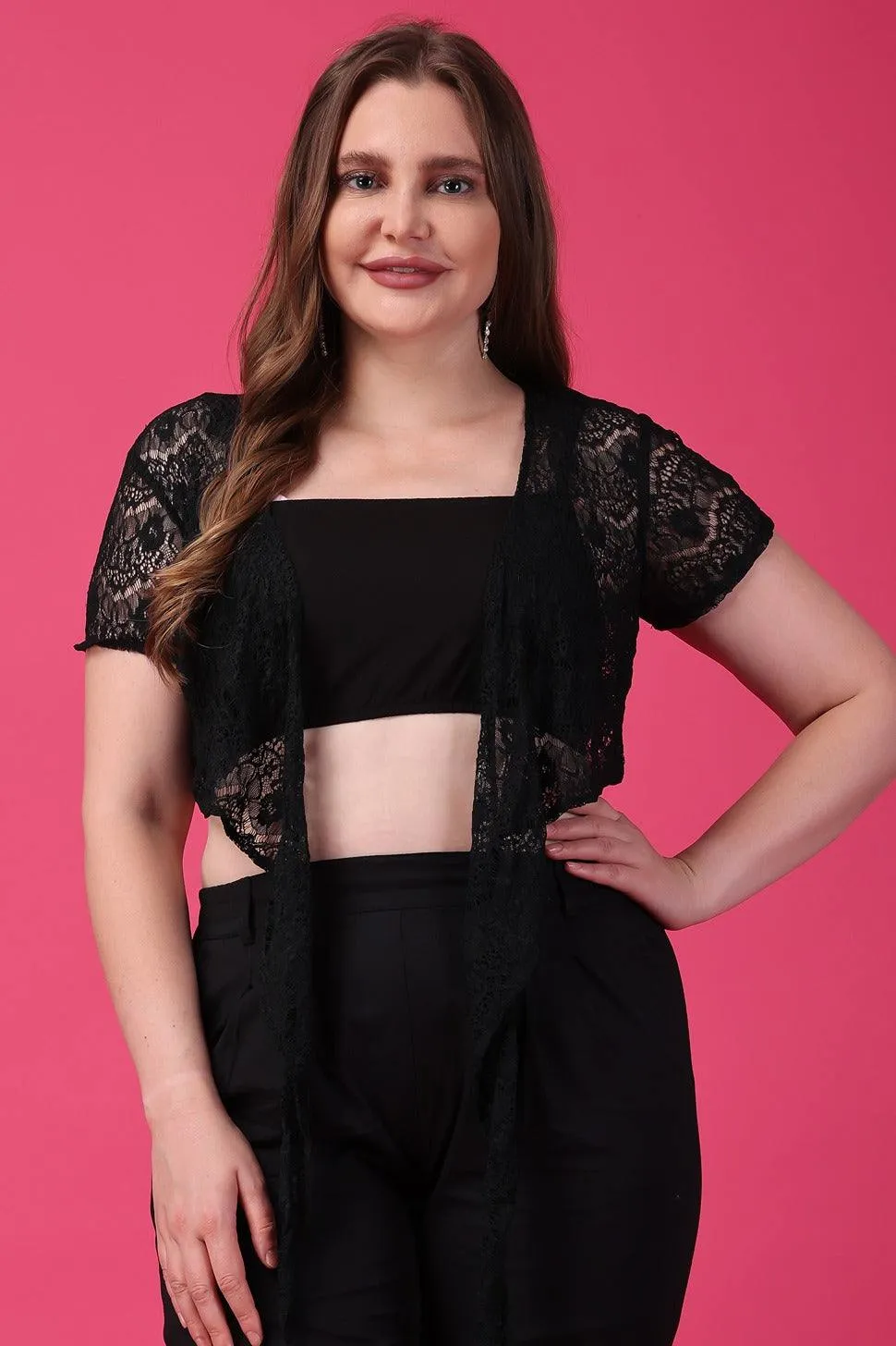 Solid Lace Polyester Shrugs