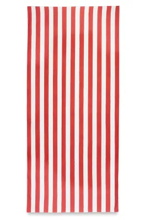 Stripe Linen Tablecloth in White & Red