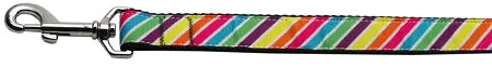 Striped Rainbow Nylon Dog Leash 3-8 Inch Wide 4ft Long