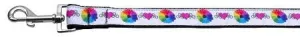 Technicolor Love Nylon Ribbon Dog Collars 1 wide 4ft Leash