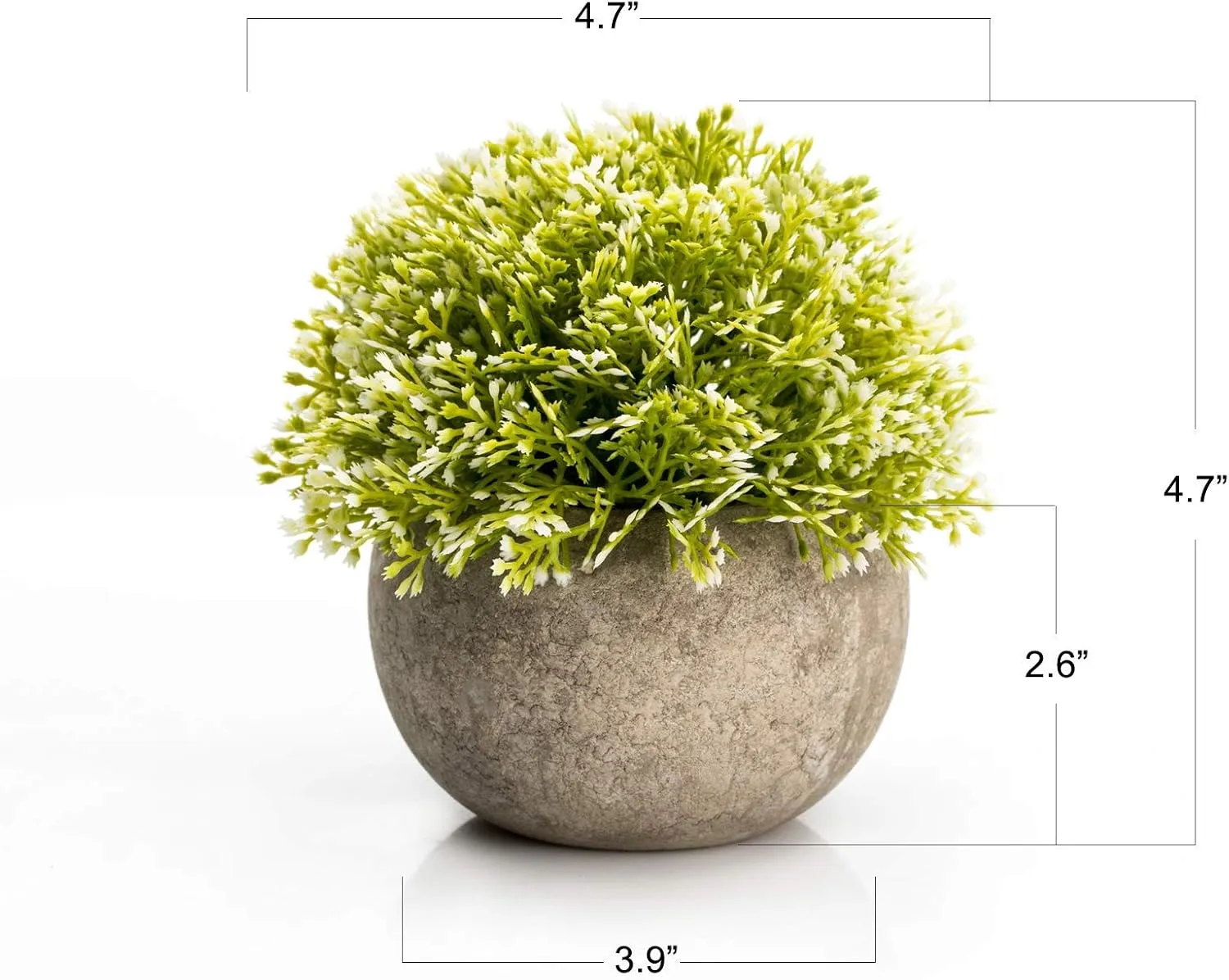 Velener White Mini Artificial Plant Topiary Ball Pot Set Color Green and White Size 5