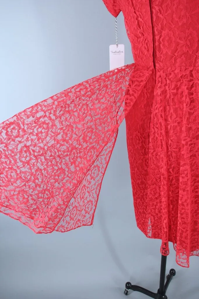 Vintage Red Lace Dress