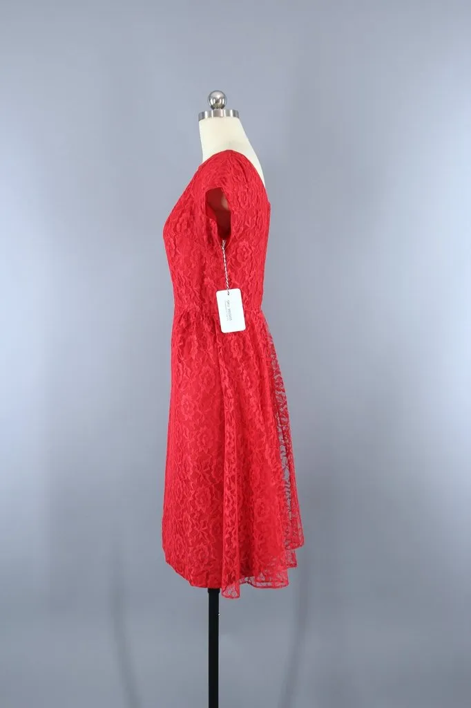 Vintage Red Lace Dress