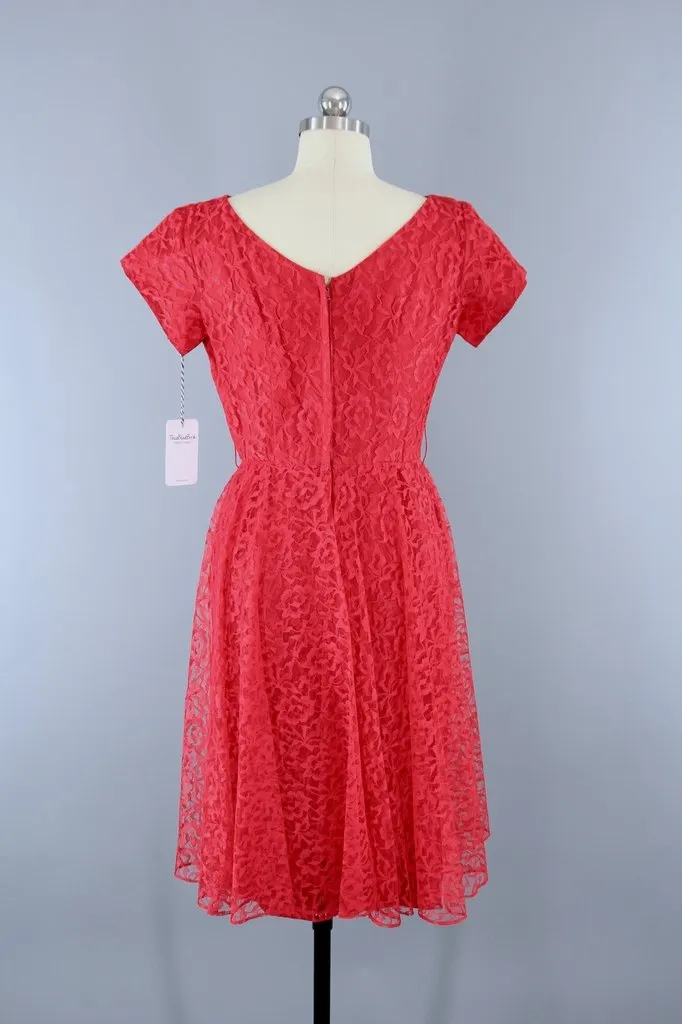 Vintage Red Lace Dress