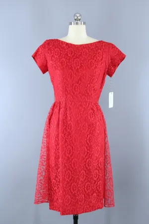 Vintage Red Lace Dress