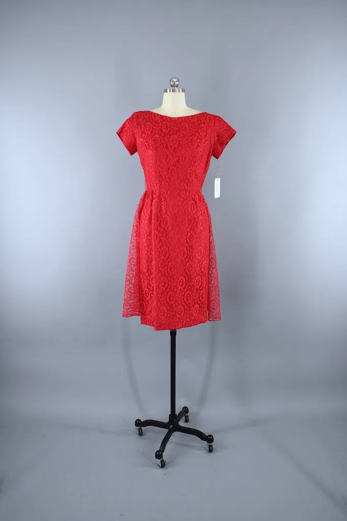 Vintage Red Lace Dress