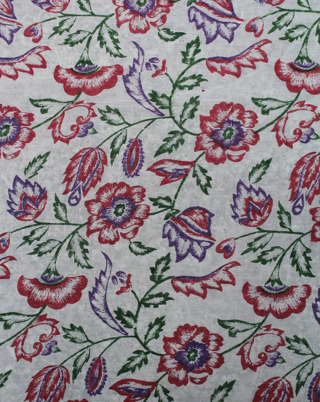 WHITE & MULTICOLOR FLORAL DESIGN COTTON CREPE PRINTED FABRIC