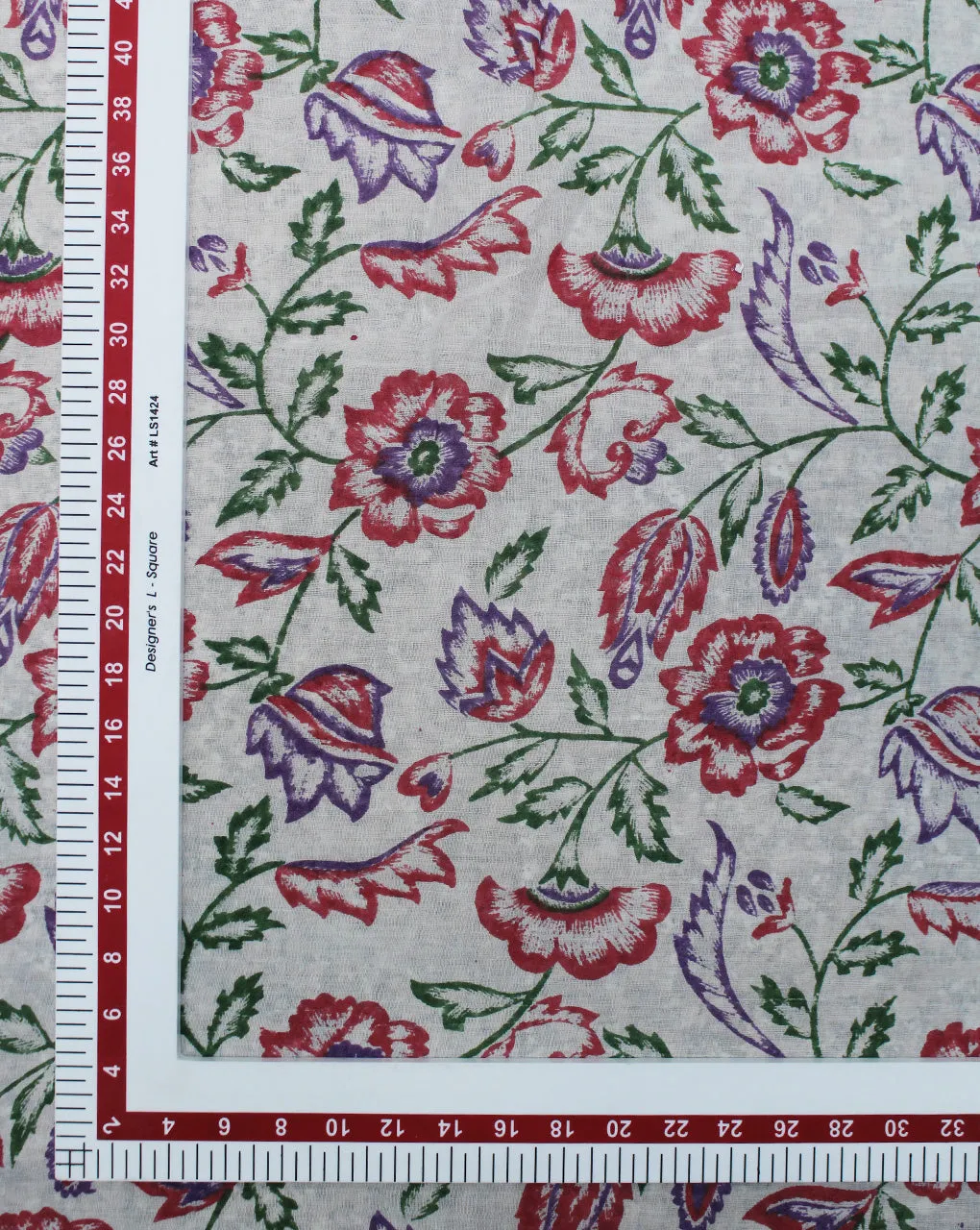 WHITE & MULTICOLOR FLORAL DESIGN COTTON CREPE PRINTED FABRIC