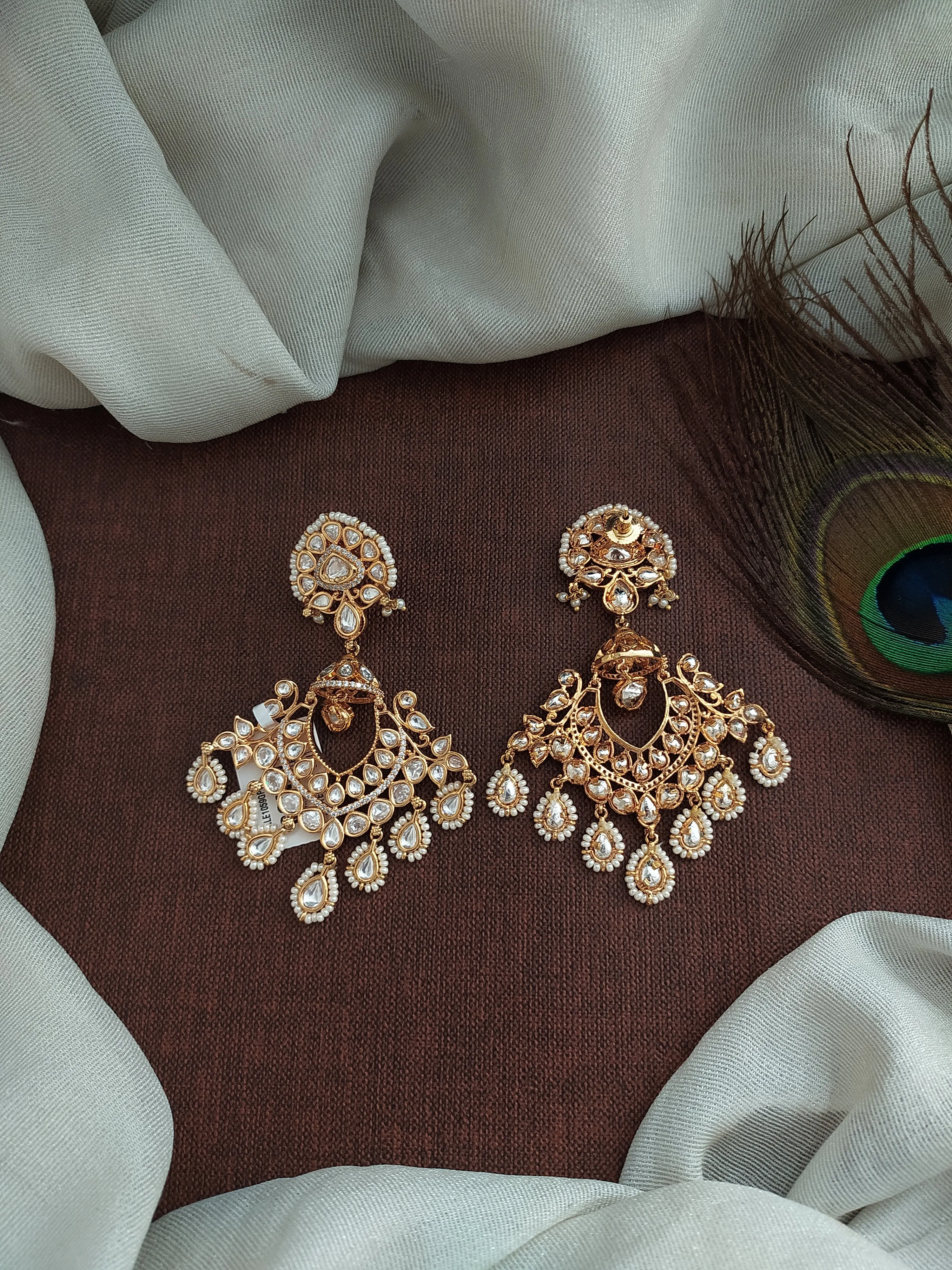 White Kundan Chandbali Earrings