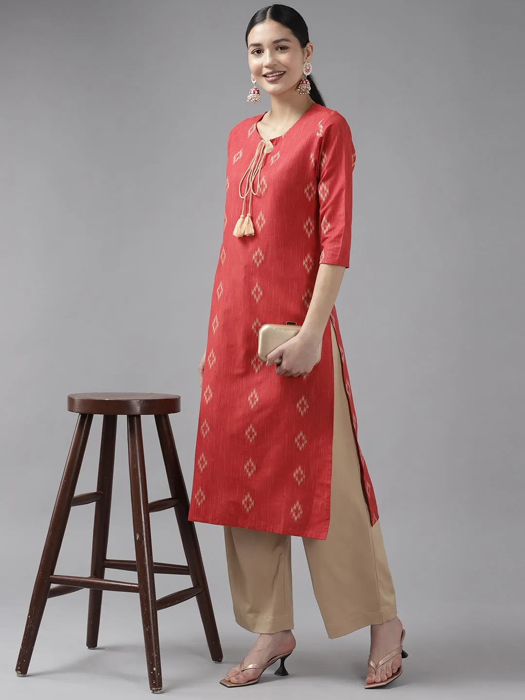 Women Red Pure Cotton Kurta