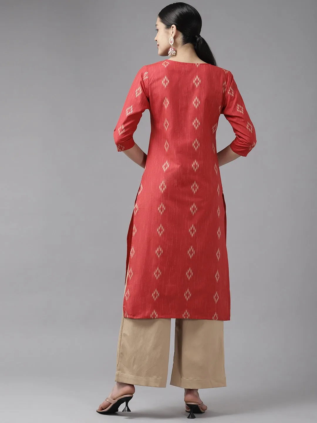 Women Red Pure Cotton Kurta