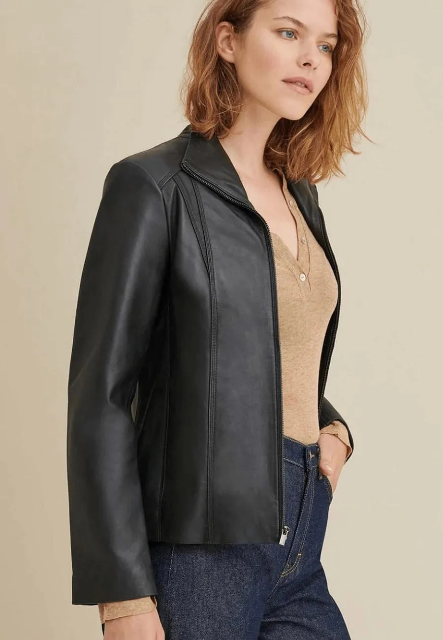 Women's Classic Black Leather Jacket