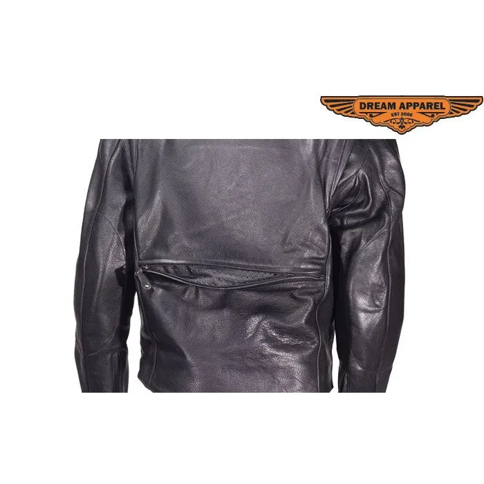 Women's Soft Leather Motorcycle Jacket with Front and Back Vents