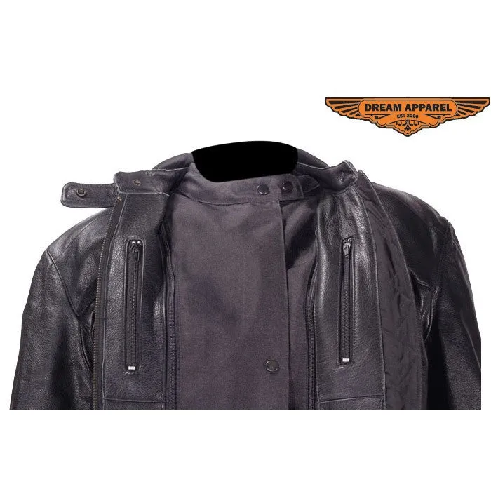 Women's Soft Leather Motorcycle Jacket with Front and Back Vents