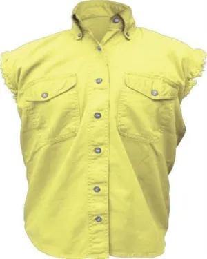 Women's Yellow Sleeveless Shirt 100% Cotton Twill