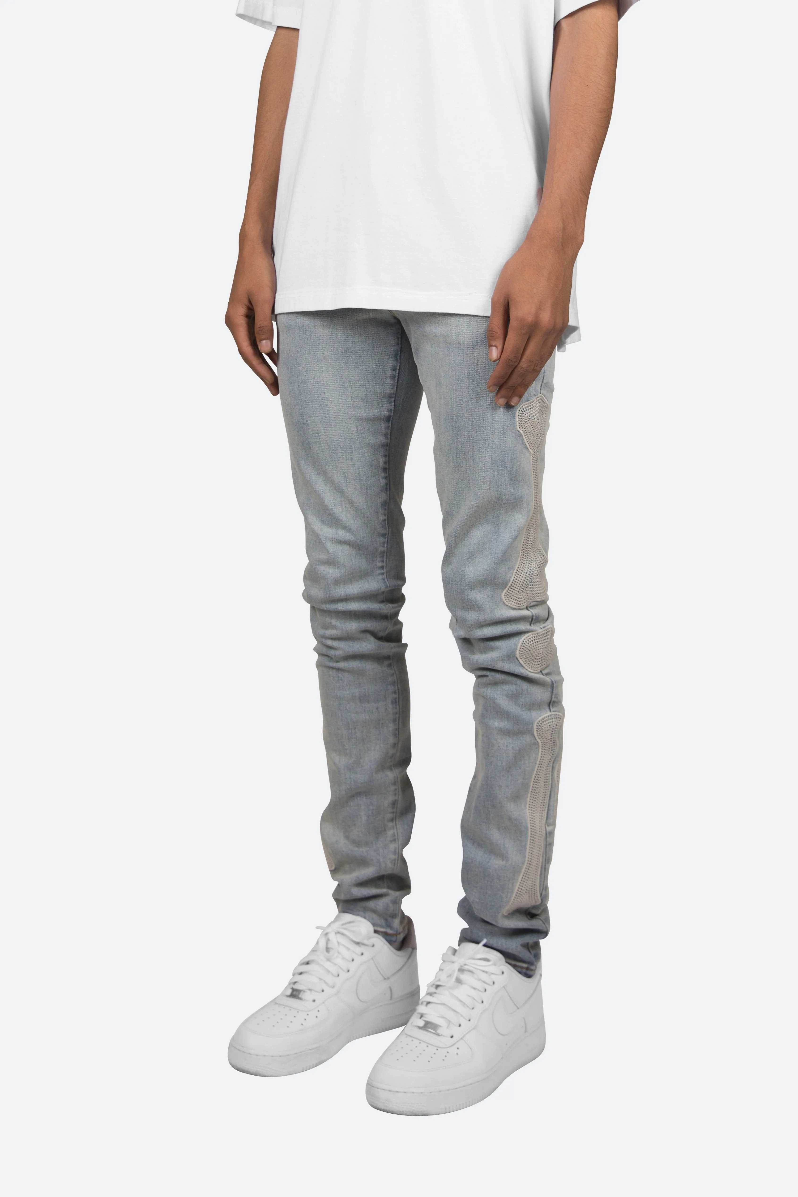 X199 Stretch Skeleton Denim - Light Blue