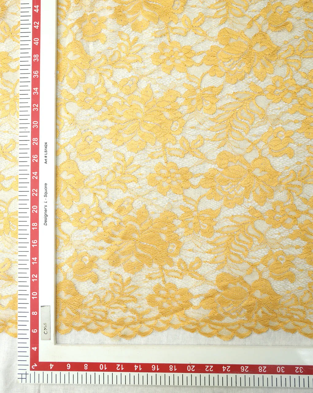 YELLOW POLYESTER JACQUARD LACE FABRIC