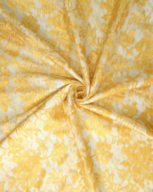 YELLOW POLYESTER JACQUARD LACE FABRIC